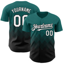 Load image into Gallery viewer, Custom Teal White-Black 3D Gradient Square Shape Authentic Baseball Jersey