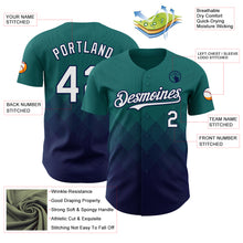 Load image into Gallery viewer, Custom Teal White-Navy 3D Gradient Square Shape Authentic Baseball Jersey