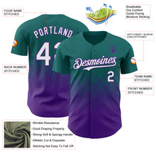 Load image into Gallery viewer, Custom Teal White-Purple 3D Gradient Square Shape Authentic Baseball Jersey