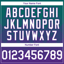 Load image into Gallery viewer, Custom Teal White-Purple 3D Gradient Square Shape Authentic Baseball Jersey