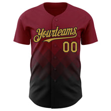Load image into Gallery viewer, Custom Crimson Old Gold-Black 3D Gradient Square Shape Authentic Baseball Jersey