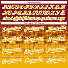 Load image into Gallery viewer, Custom Crimson White-Gold 3D Gradient Square Shape Authentic Baseball Jersey