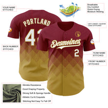 Load image into Gallery viewer, Custom Crimson White-Old Gold 3D Gradient Square Shape Authentic Baseball Jersey