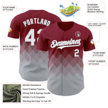 Load image into Gallery viewer, Custom Crimson White-Gray 3D Gradient Square Shape Authentic Baseball Jersey