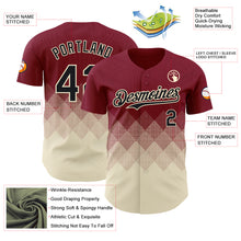 Load image into Gallery viewer, Custom Crimson Black-Cream 3D Gradient Square Shape Authentic Baseball Jersey
