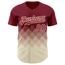 Load image into Gallery viewer, Custom Crimson Cream 3D Gradient Square Shape Authentic Baseball Jersey