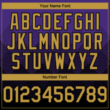 Load image into Gallery viewer, Custom Purple Old Gold-Black 3D Gradient Square Shape Authentic Baseball Jersey
