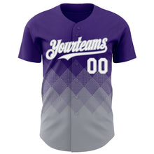 Load image into Gallery viewer, Custom Purple White-Gray 3D Gradient Square Shape Authentic Baseball Jersey
