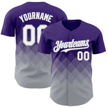 Load image into Gallery viewer, Custom Purple White-Gray 3D Gradient Square Shape Authentic Baseball Jersey