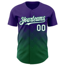 Load image into Gallery viewer, Custom Purple White-Kelly Green 3D Gradient Square Shape Authentic Baseball Jersey