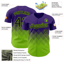 Load image into Gallery viewer, Custom Purple Black-Neon Green 3D Gradient Square Shape Authentic Baseball Jersey