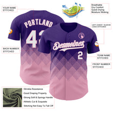 Load image into Gallery viewer, Custom Purple White-Light Pink 3D Gradient Square Shape Authentic Baseball Jersey