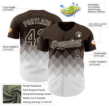 Load image into Gallery viewer, Custom Brown White 3D Gradient Square Shape Authentic Baseball Jersey