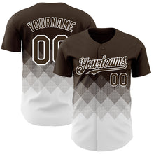 Load image into Gallery viewer, Custom Brown White 3D Gradient Square Shape Authentic Baseball Jersey