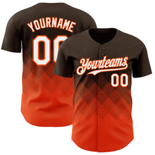Load image into Gallery viewer, Custom Brown White-Orange 3D Gradient Square Shape Authentic Baseball Jersey