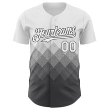 Load image into Gallery viewer, Custom White Steel Gray 3D Gradient Square Shape Authentic Baseball Jersey