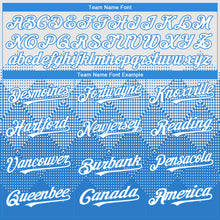 Load image into Gallery viewer, Custom White Electric Blue 3D Gradient Square Shape Authentic Baseball Jersey