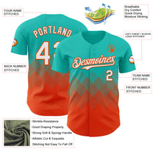 Load image into Gallery viewer, Custom Aqua White-Orange 3D Gradient Square Shape Authentic Baseball Jersey