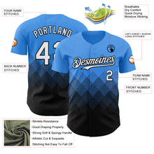 Load image into Gallery viewer, Custom Electric Blue White-Black 3D Gradient Square Shape Authentic Baseball Jersey