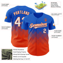 Load image into Gallery viewer, Custom Thunder Blue White-Orange 3D Gradient Square Shape Authentic Baseball Jersey