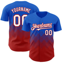 Load image into Gallery viewer, Custom Thunder Blue White-Red 3D Gradient Square Shape Authentic Baseball Jersey