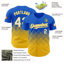 Load image into Gallery viewer, Custom Thunder Blue White-Yellow 3D Gradient Square Shape Authentic Baseball Jersey