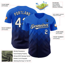 Load image into Gallery viewer, Custom Thunder Blue White-Navy 3D Gradient Square Shape Authentic Baseball Jersey