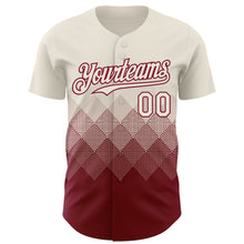 Load image into Gallery viewer, Custom Cream Crimson 3D Gradient Square Shape Authentic Baseball Jersey