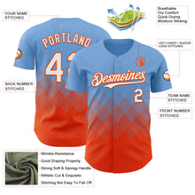Load image into Gallery viewer, Custom Light Blue White-Orange 3D Gradient Square Shape Authentic Baseball Jersey