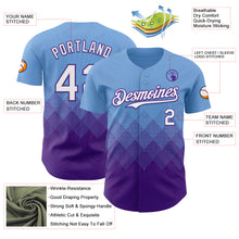 Load image into Gallery viewer, Custom Light Blue White-Purple 3D Gradient Square Shape Authentic Baseball Jersey