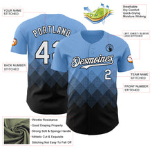 Load image into Gallery viewer, Custom Light Blue White-Black 3D Gradient Square Shape Authentic Baseball Jersey
