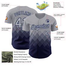 Load image into Gallery viewer, Custom Gray Navy 3D Gradient Square Shape Authentic Baseball Jersey
