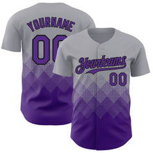 Load image into Gallery viewer, Custom Gray Purple-Black 3D Gradient Square Shape Authentic Baseball Jersey