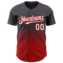 Load image into Gallery viewer, Custom Steel Gray White-Red 3D Gradient Square Shape Authentic Baseball Jersey