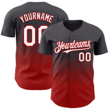 Load image into Gallery viewer, Custom Steel Gray White-Red 3D Gradient Square Shape Authentic Baseball Jersey
