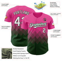 Load image into Gallery viewer, Custom Pink White-Green 3D Gradient Square Shape Authentic Baseball Jersey