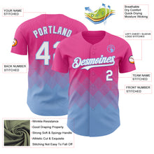 Load image into Gallery viewer, Custom Pink White-Light Blue 3D Gradient Square Shape Authentic Baseball Jersey