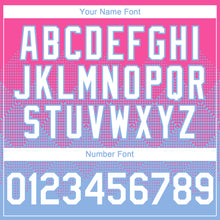 Load image into Gallery viewer, Custom Pink White-Light Blue 3D Gradient Square Shape Authentic Baseball Jersey