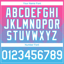 Load image into Gallery viewer, Custom Pink White-Sky Blue 3D Gradient Square Shape Authentic Baseball Jersey