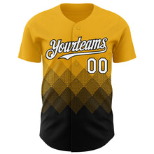 Load image into Gallery viewer, Custom Gold White-Black 3D Gradient Square Shape Authentic Baseball Jersey