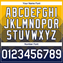 Load image into Gallery viewer, Custom Gold White-Navy 3D Gradient Square Shape Authentic Baseball Jersey