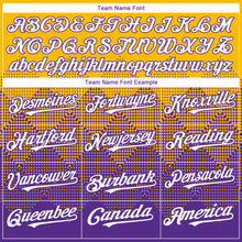 Load image into Gallery viewer, Custom Gold White-Purple 3D Gradient Square Shape Authentic Baseball Jersey