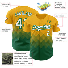 Load image into Gallery viewer, Custom Gold White-Kelly Green 3D Gradient Square Shape Authentic Baseball Jersey