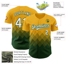 Load image into Gallery viewer, Custom Gold White-Green 3D Gradient Square Shape Authentic Baseball Jersey