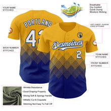 Load image into Gallery viewer, Custom Gold White-Royal 3D Gradient Square Shape Authentic Baseball Jersey