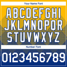 Load image into Gallery viewer, Custom Gold White-Royal 3D Gradient Square Shape Authentic Baseball Jersey