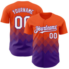 Load image into Gallery viewer, Custom Orange White-Purple 3D Gradient Square Shape Authentic Baseball Jersey