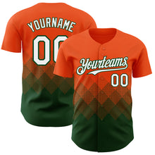 Load image into Gallery viewer, Custom Orange White-Green 3D Gradient Square Shape Authentic Baseball Jersey