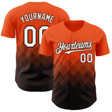 Load image into Gallery viewer, Custom Orange White-Brown 3D Gradient Square Shape Authentic Baseball Jersey