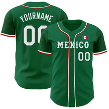 Load image into Gallery viewer, Custom Kelly Green White-Red 3D Mexico Mexican Flag Authentic Baseball Jersey